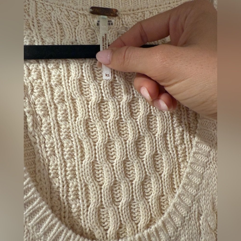 Free People Cream Cable Knit Sweater Vest Tank size XS - Picture 3 of 3
